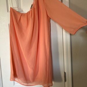 One shoulder peach dress